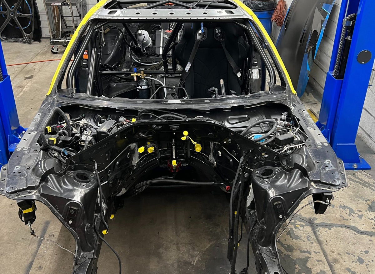 Front chassis and roll cage of the R35 GTR during fabrication