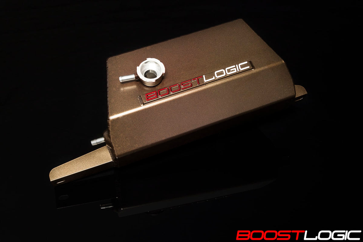 Boost Logic coolant reservoir installed in R35 GT-R engine bay