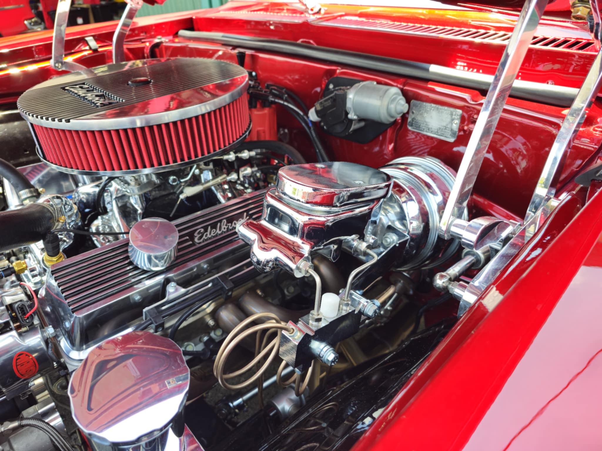 Detailed performance engine bay in the 1970 Chevrolet Nova restomod