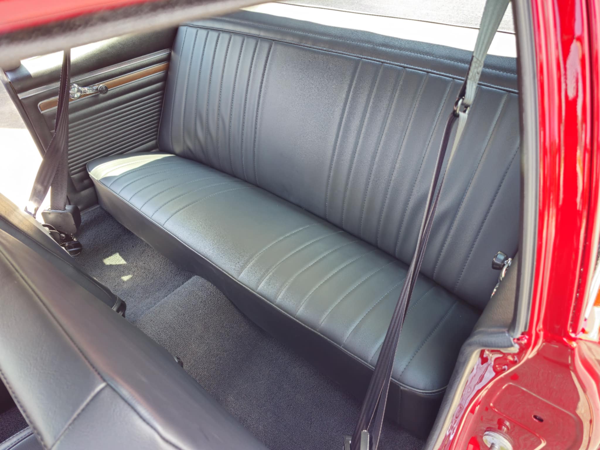 Finished rear seating in the 1970 Chevrolet Nova restomod
