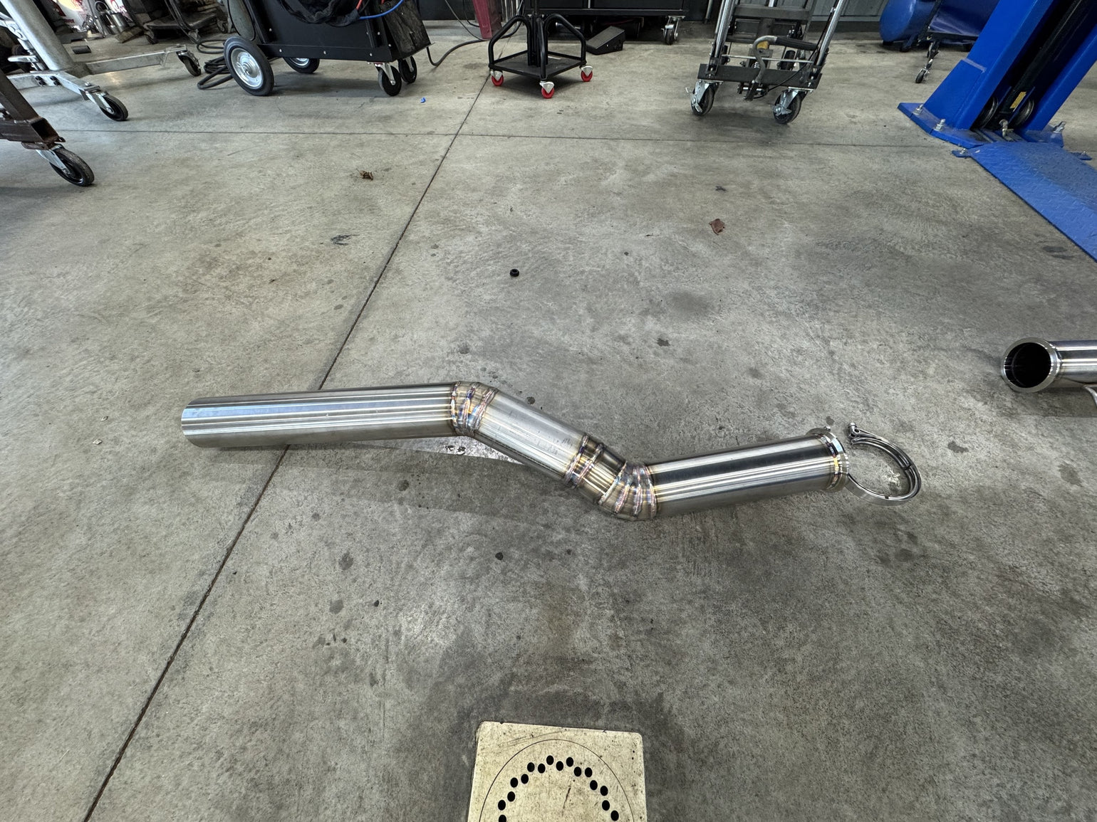Fabricated stainless pipe section for a Lexus IS300
