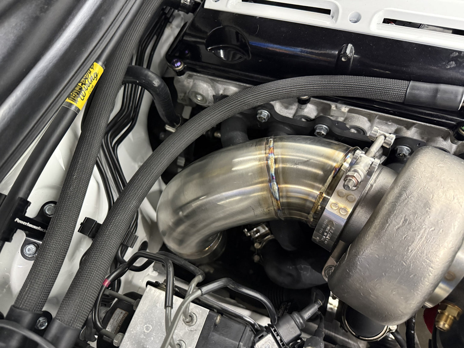 Installed TIG-welded turbo piping on an MK4 Supra