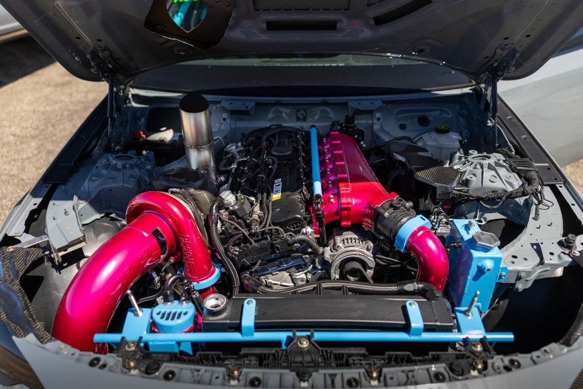 Engine bay of the Grade A Garage BMW M240 performance build