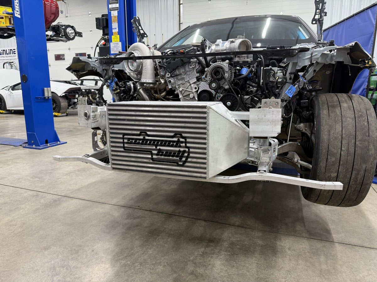 Custom intercooler and front support on the Grade A Garage BMW M240