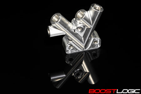 Boost Logic 6061 billet aluminum oil distribution block with NPT sensor bung