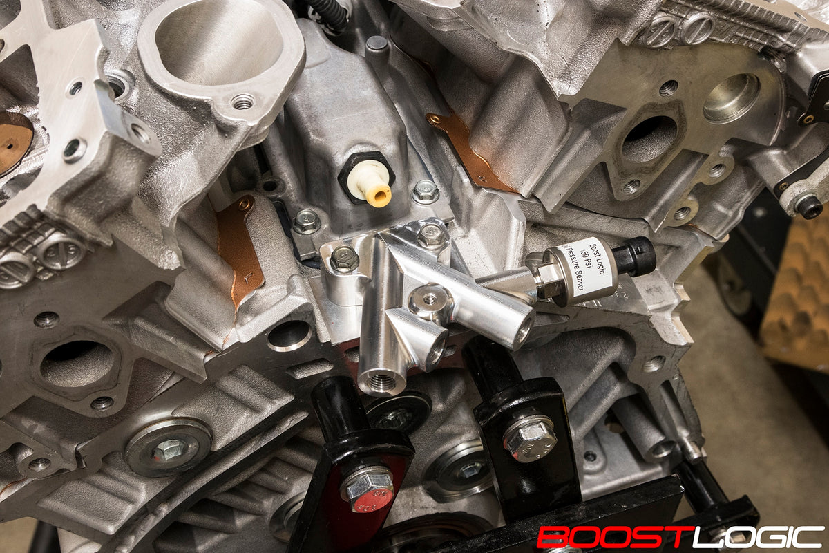 Boost Logic oil distribution block installed on VR38DETT