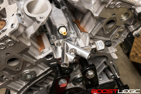 Boost Logic oil distribution block installed on VR38DETT