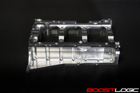 Boost Logic billet girdle installed in VR38 engine block