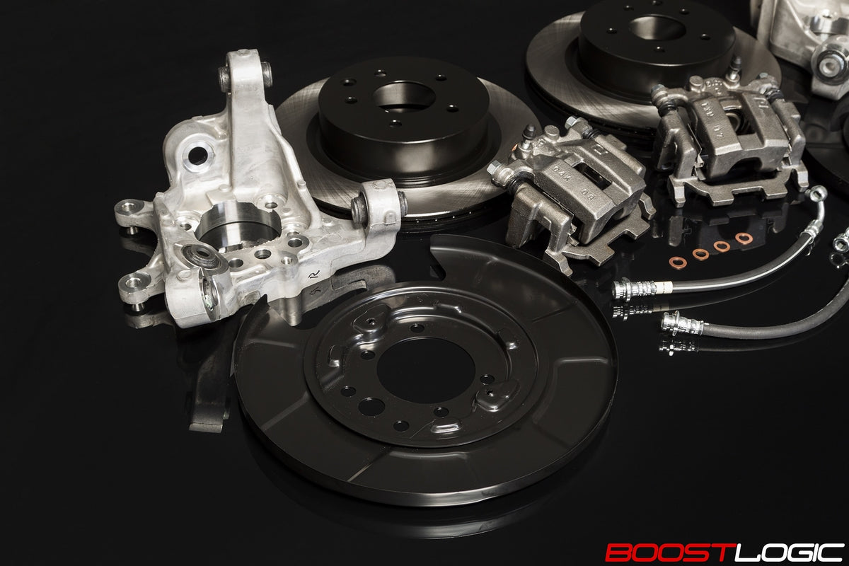 Boost Logic R35 GTR rear brake conversion with knuckle