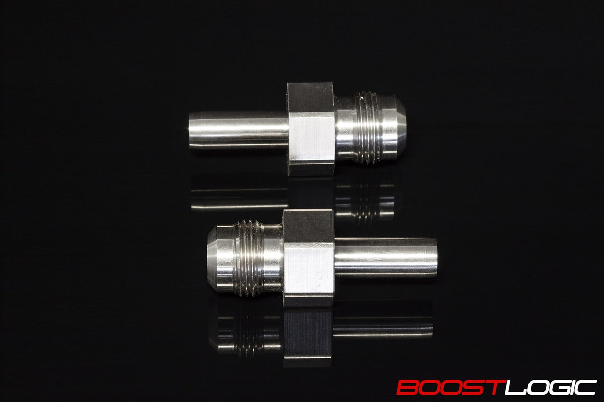 Boost Logic billet titanium valve cover fitting with -8 outlet